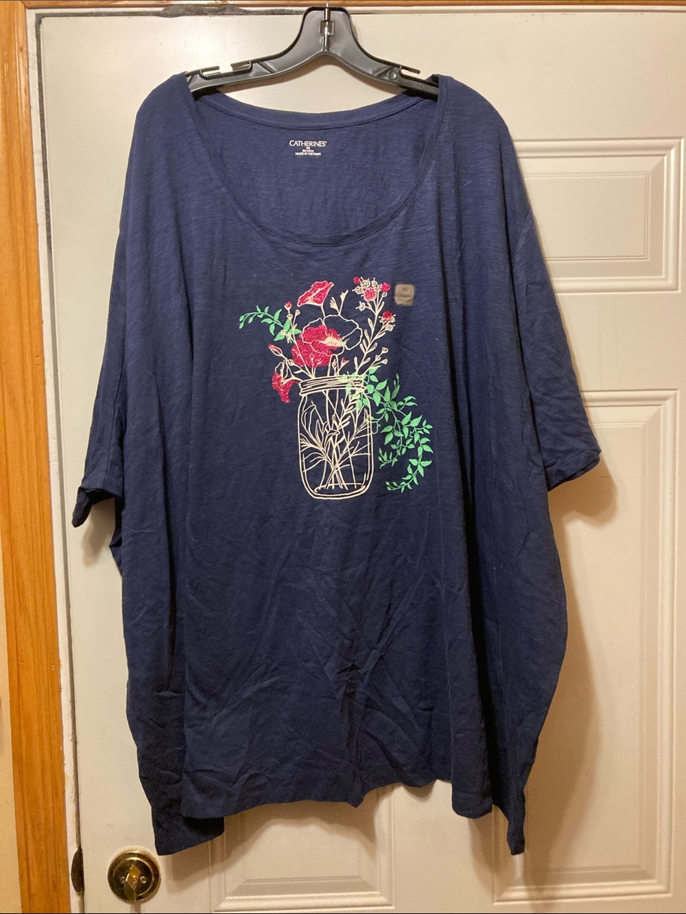 Catherines Navy Jar Floral Graphic Tee 6X NWT